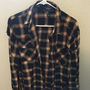 Forever 21 distressed casual long sleeved shirt